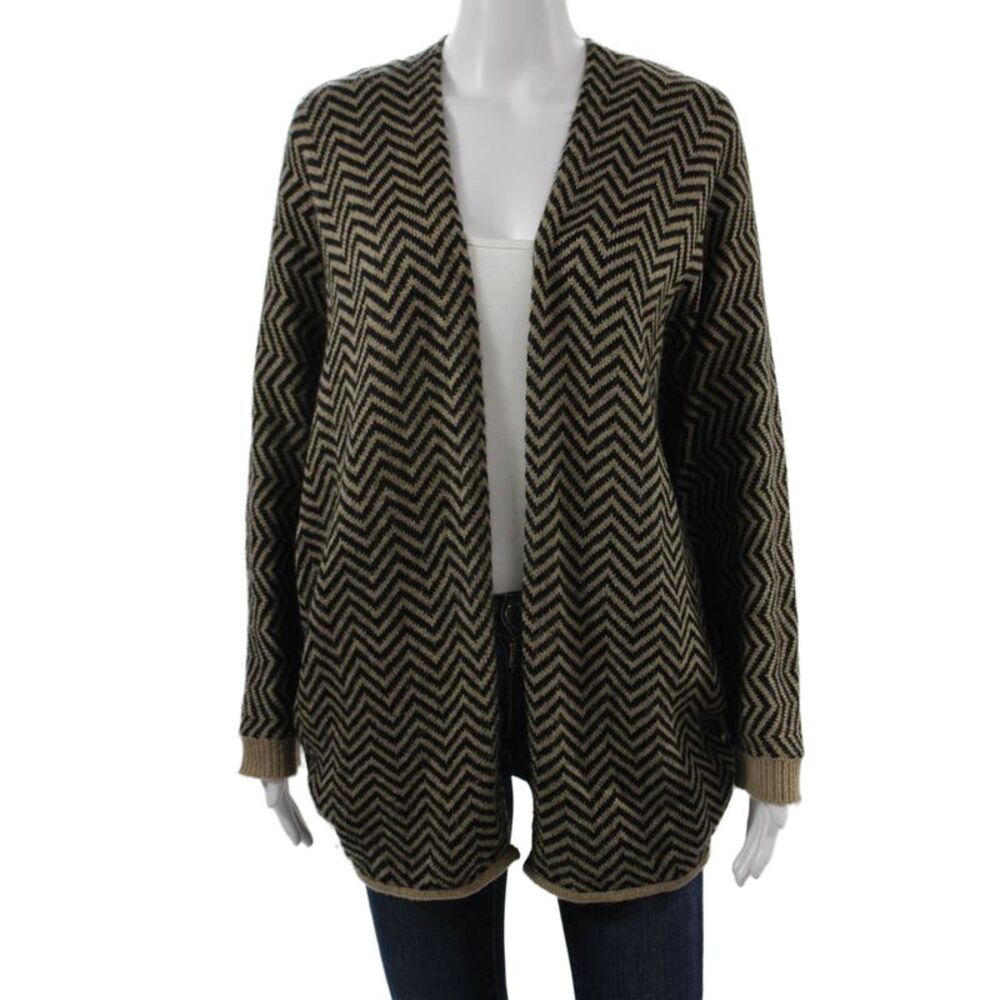 A+RO Unisex Herringbone Tribal Cardigan Beige Acrylic Long Sleeve Size M